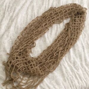 ‘Mix It’ Tan Knit Fringe Scarf